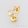 SLEEK RIBBON DESIGN HEART CZ PUSHIN (THREADLESS) 316L SURGICAL STEEL LABRET SET